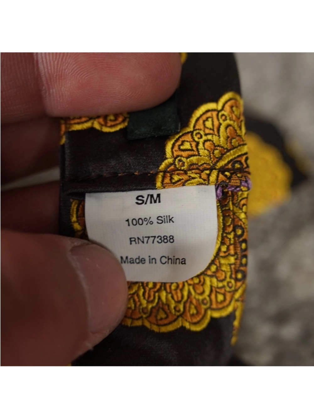 J Crew Tortoise Shell Style Buckle Silk Belt Womens S/M Black Yellow Embroidered - Picture 5 of 7